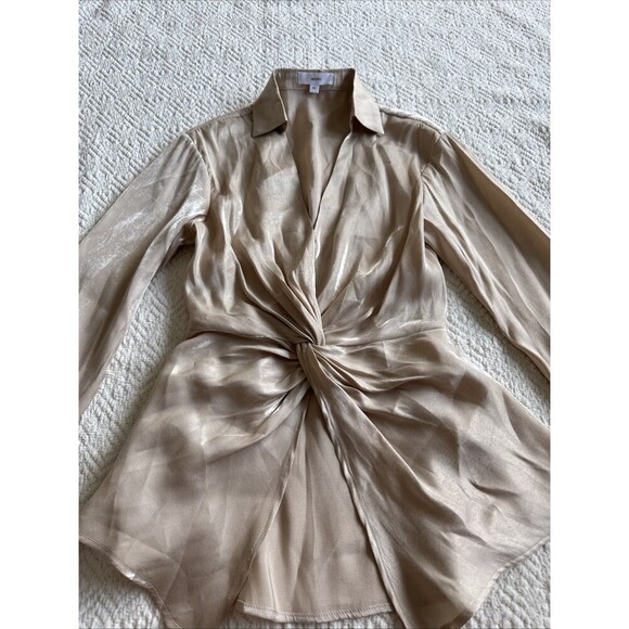 AEOM Women’s Gold Twist Top Blouse Long Sleeve Size XS - Picture 3 of 8